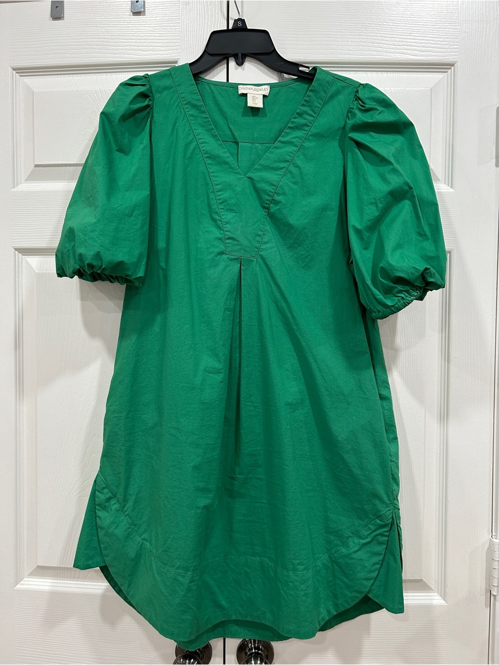 Cynthia Rowley Green Puff-Sleeve Midi Dress